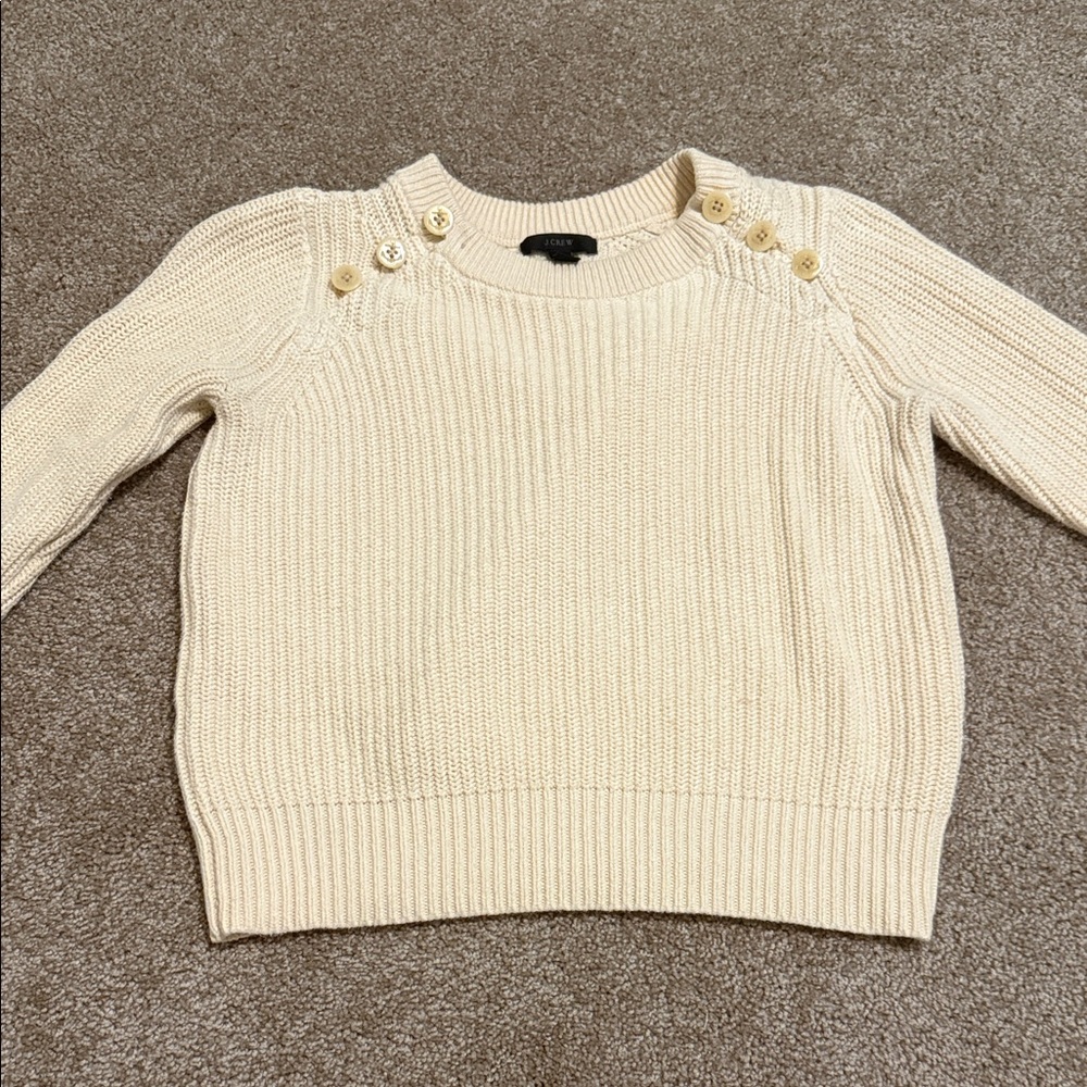 J. Crew Cream Button-Accent Sweater - size XXS. E - Picture 1 of 6